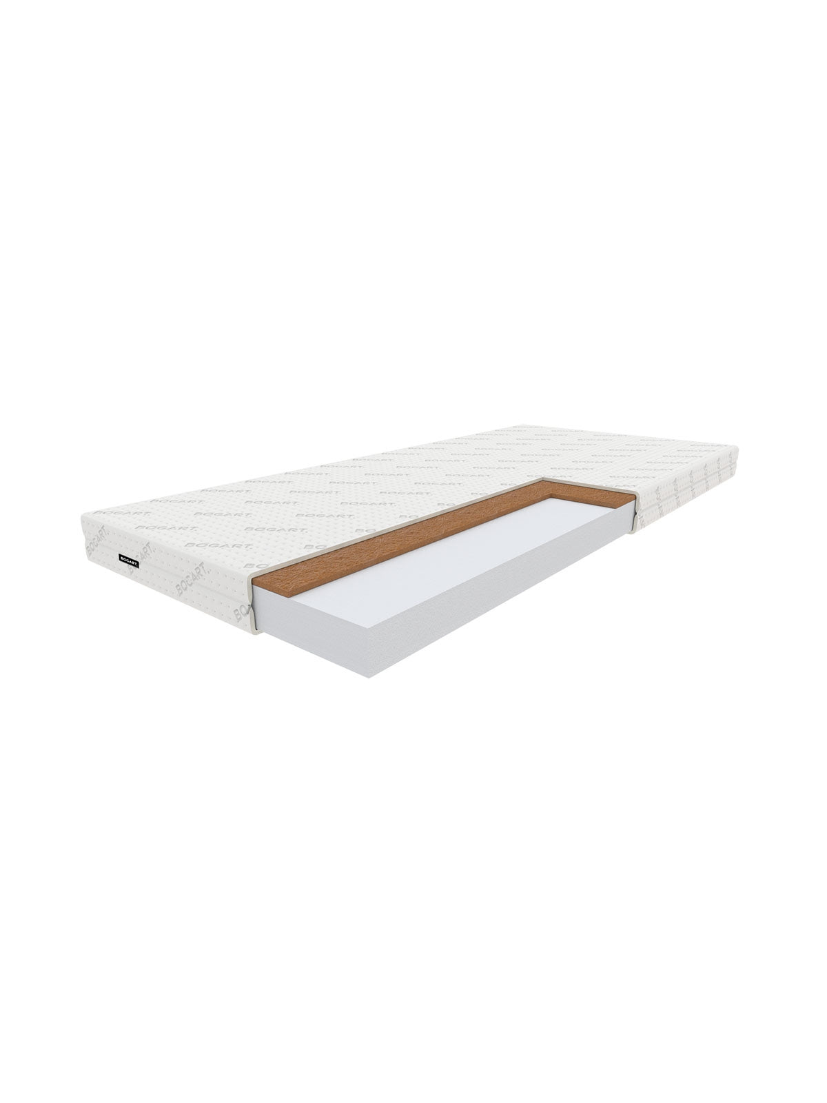Saltea din spumă cu cocos Noli 80x180 cm cu husă albă și strat de cocos