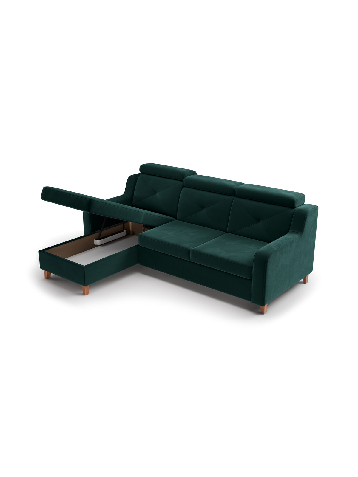 Canapea pe partea stângă extensibila Laksaro - verde catifea Trinity 28