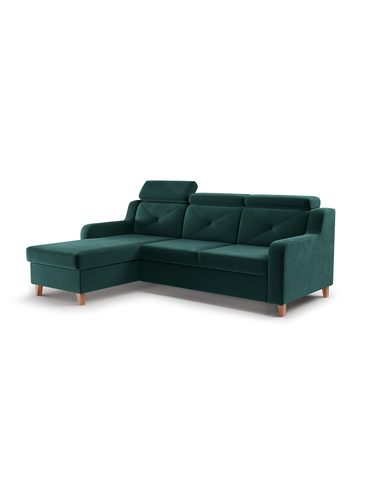 Canapea pe partea stângă extensibila Laksaro - verde catifea Trinity 28