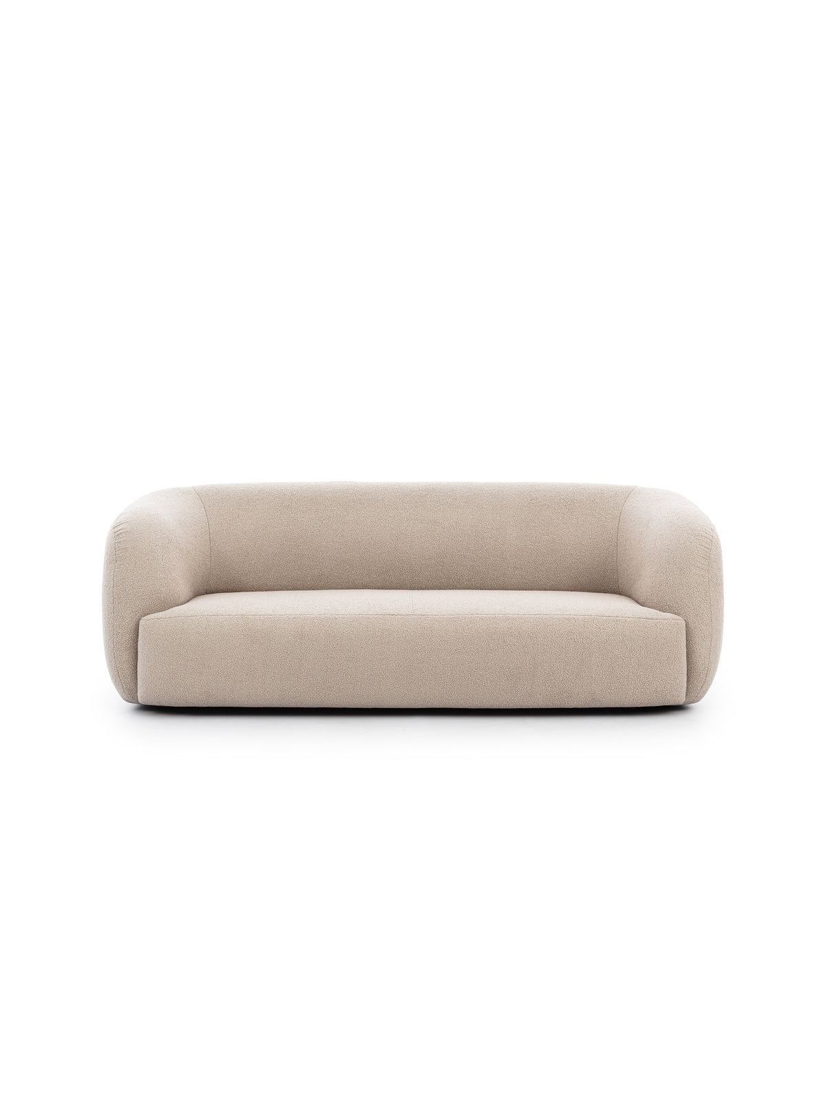 Canapea modernă Dalin III, bej, trei locuri, cu design rotunjit