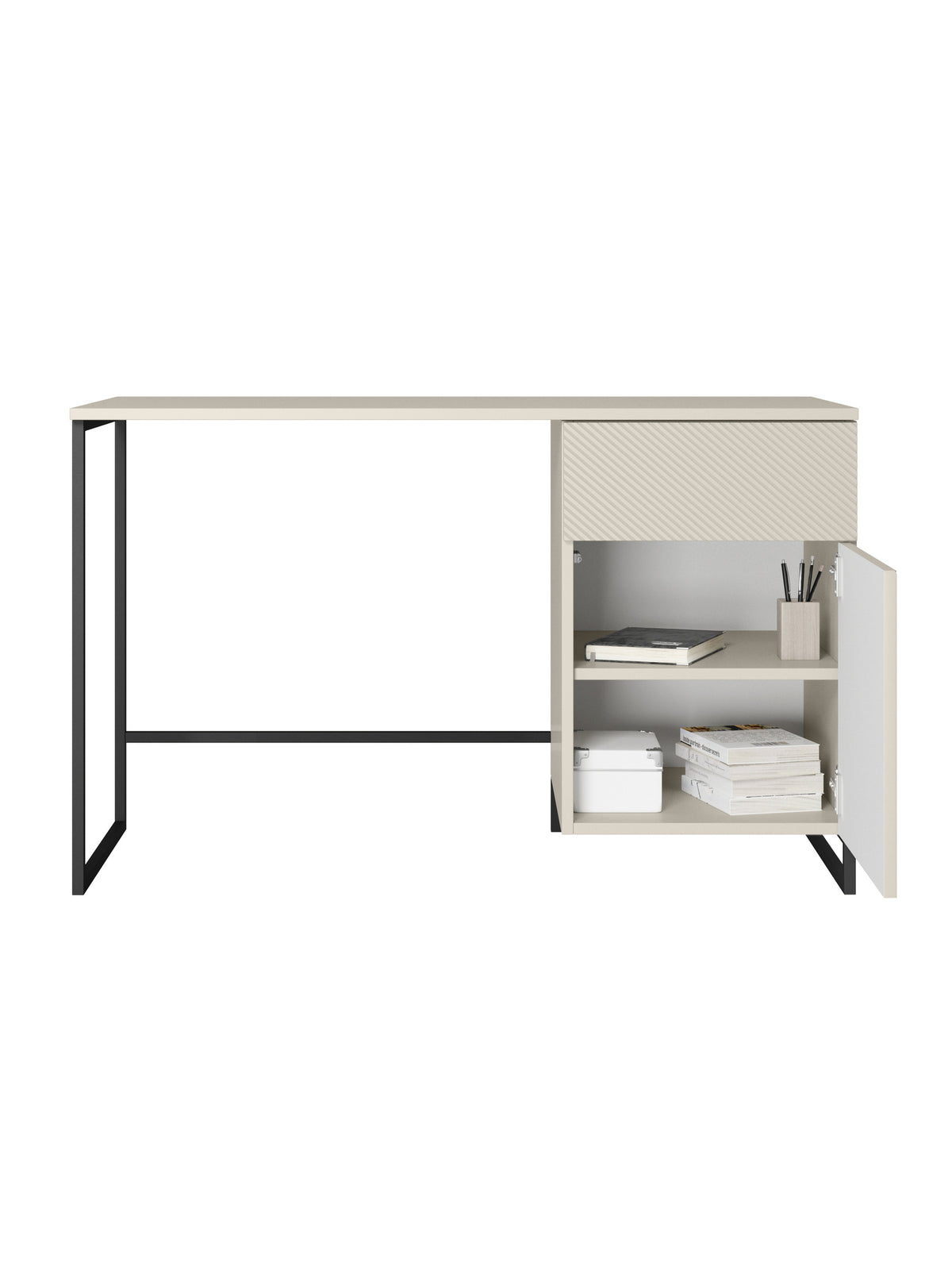 birou de scris Asha 120 cm cu sertar - cașmir / negru stelaz