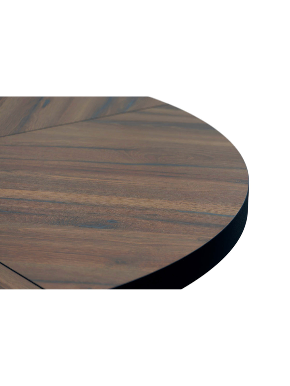 Masă rotundă extensibilă Cedrus Rozeta 105/160 cm cu margine neagră și blat stejar dąb estana