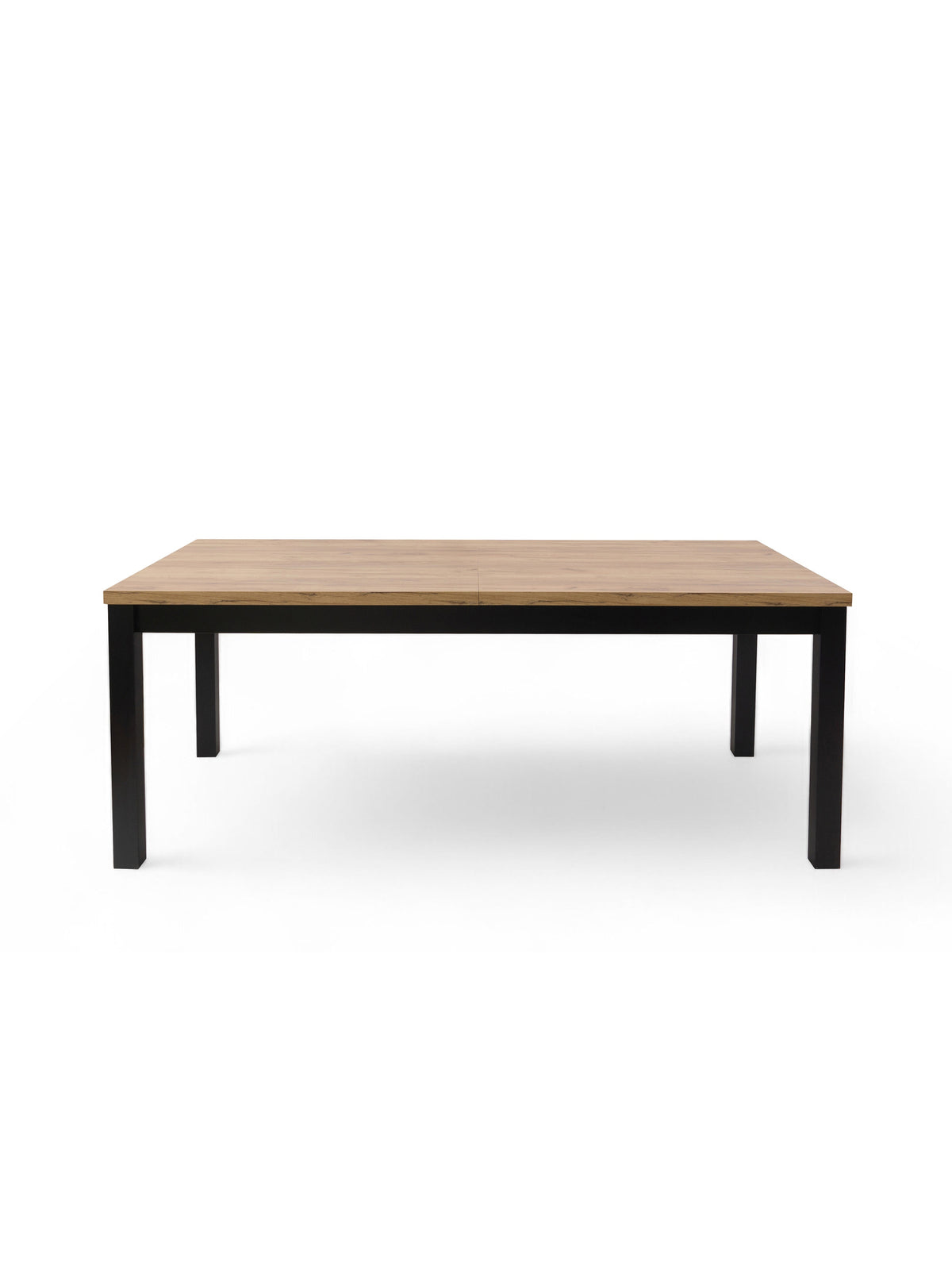 Masă extensibilă Werona 140-220x80 cm stejar wotan cu picioare negre, vedere frontală