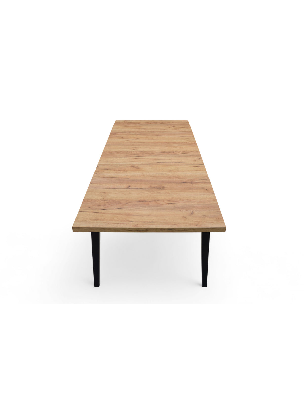 Stół rozkładany Paris 160-200x90 cm z blatem dąb craft i czarnymi nogami, widok od frontu