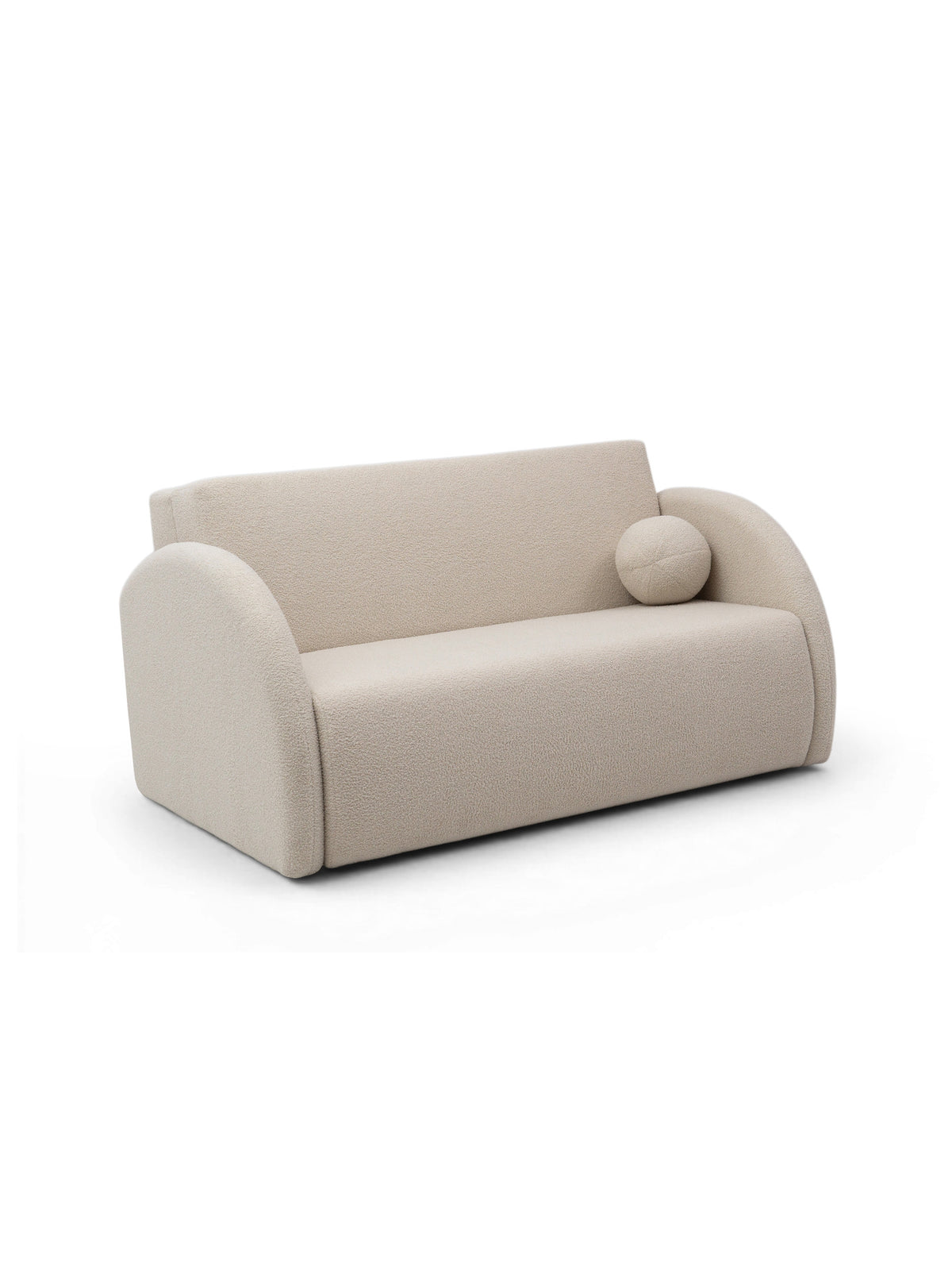 Canapea extensibilă Nubi 120 cm bej deschis boucle cu pernă vedere frontală