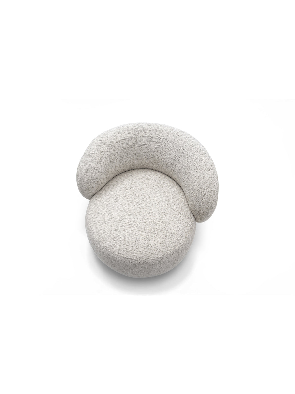 Fotoliu confortabil rotativ Calmi, material szenil crem, vedere de sus