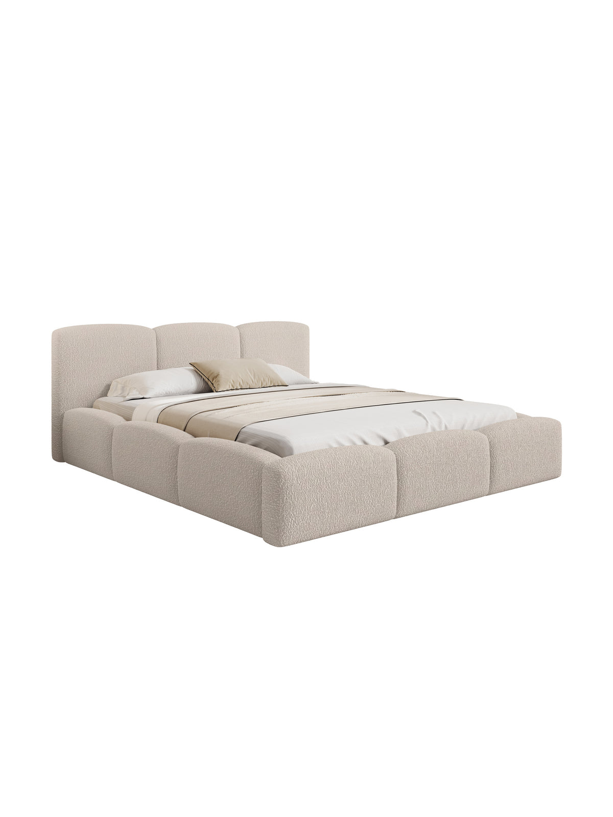 Pat tapițat Marios 160x200 în culoare deschisă cu spațiu de depozitare