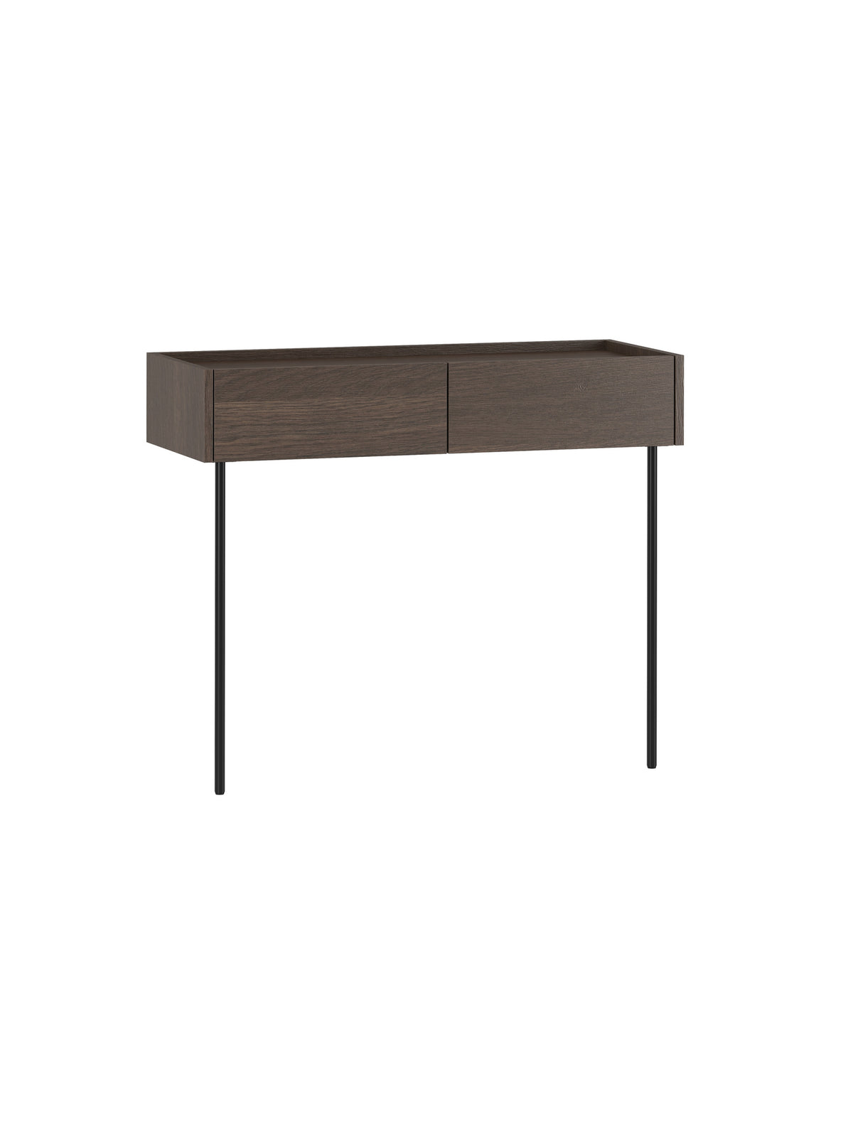 Masă de toaletă Dunari 100 cm stejar dunin cu două sertare și picioare metalice negre