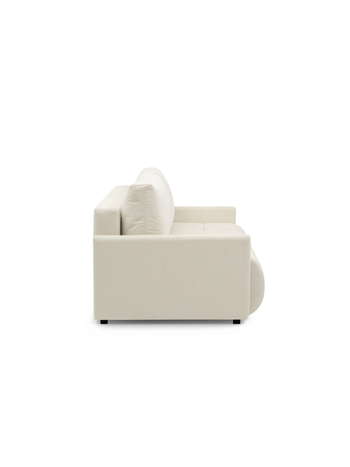 Canapea Capri bej material textil Vela 03 vedere laterală cu perne