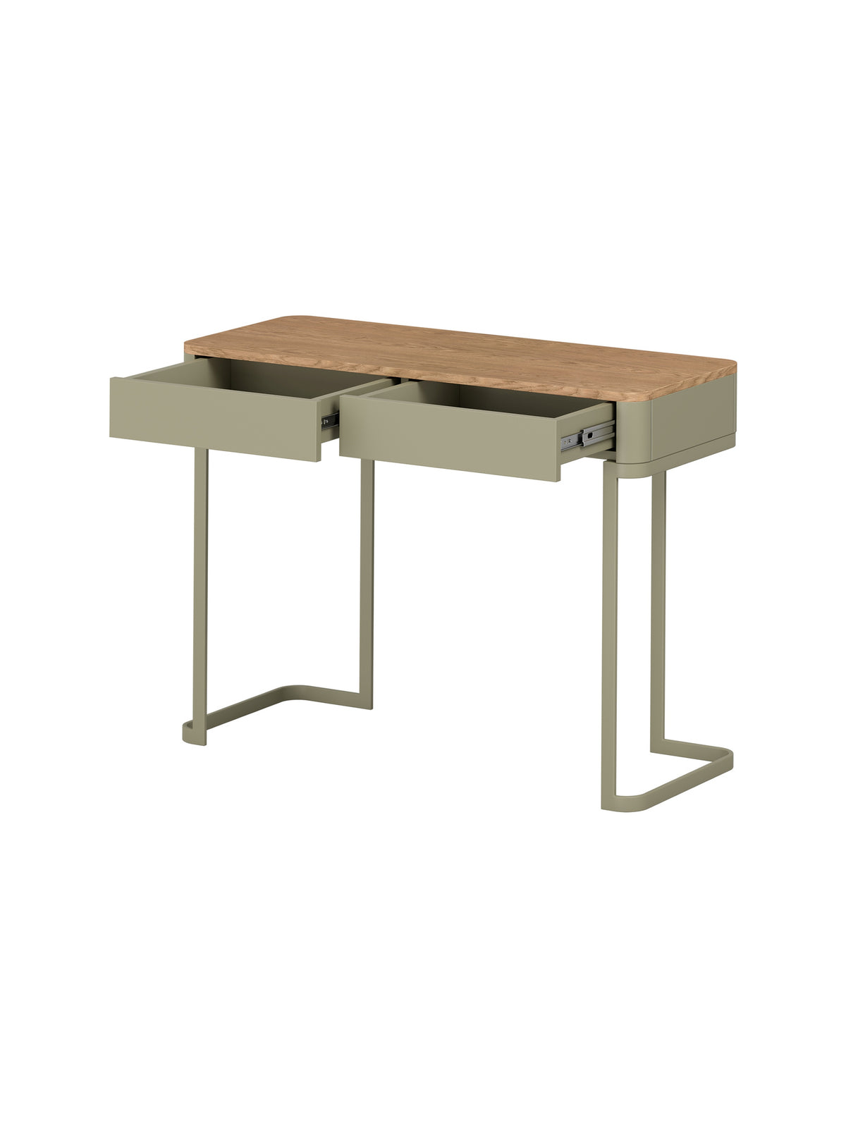 Konsola / toaletka Elivo 110 cm cu sertare na stelazu - eukaliptus / stejar baltic dune