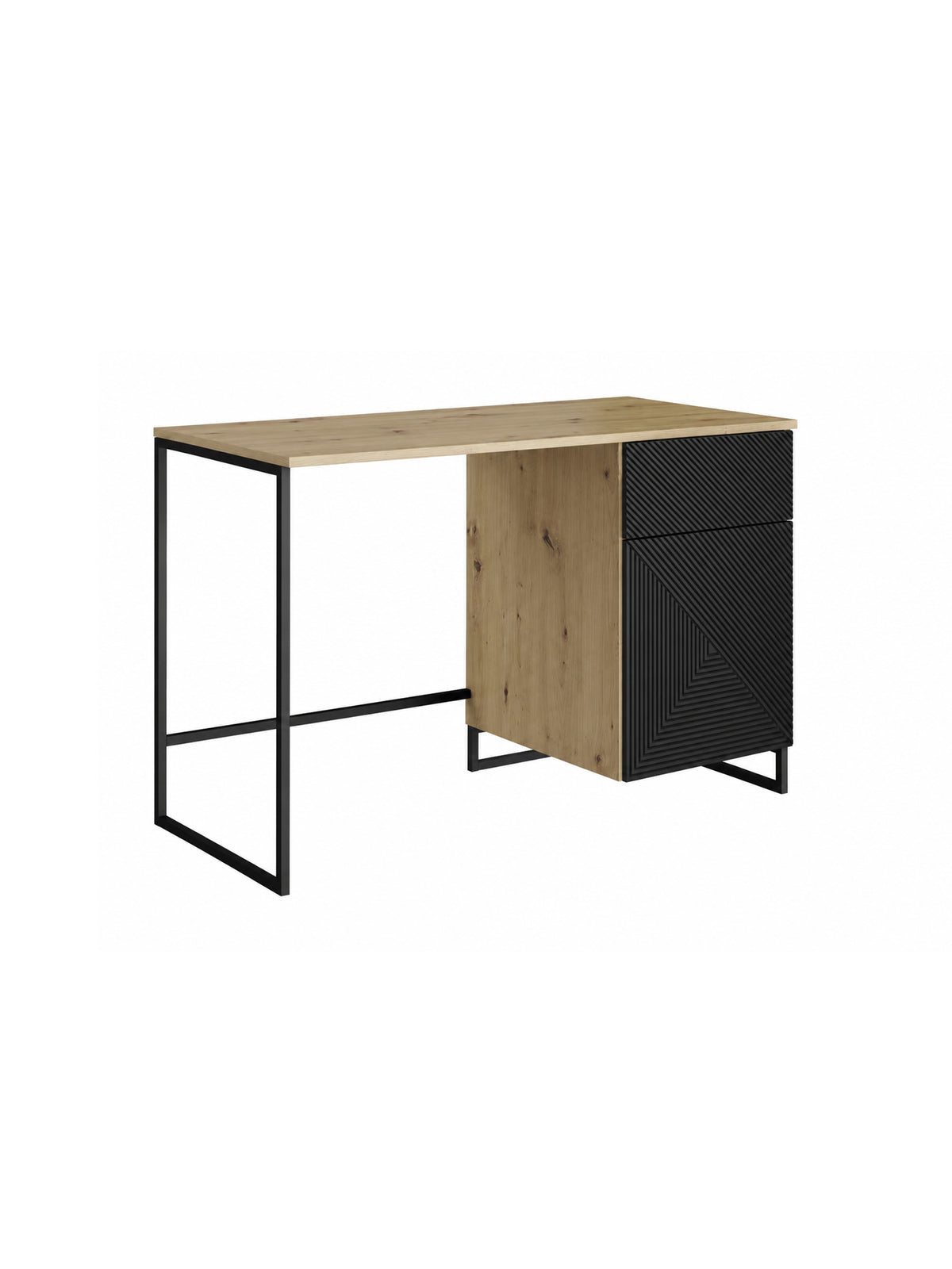 birou de scris Asha 120 cm z szuflada - artisan / negru mat / negru stelaz
