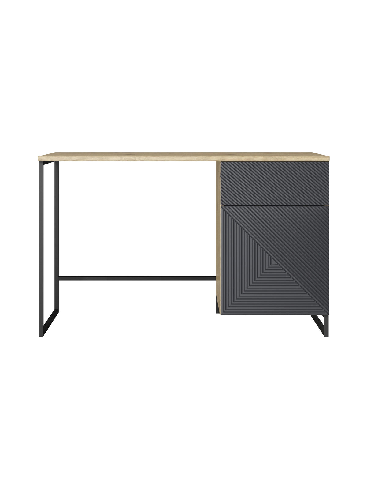 birou de scris Asha 120 cm cu sertar - artisan / rivier stone mat / negru stelaz