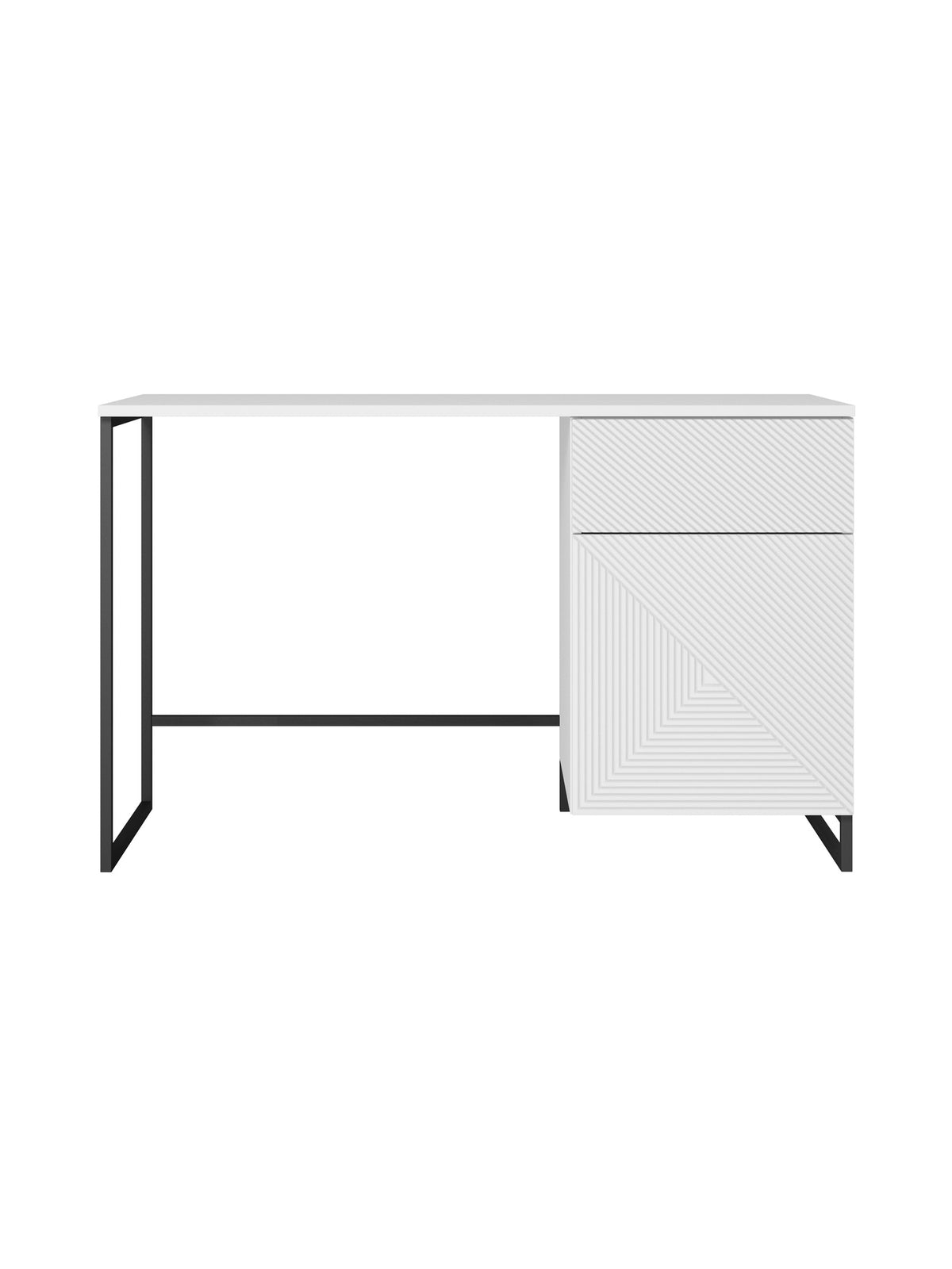 birou de scris Asha 120 cm cu sertar - bialy mat / negru stelaz