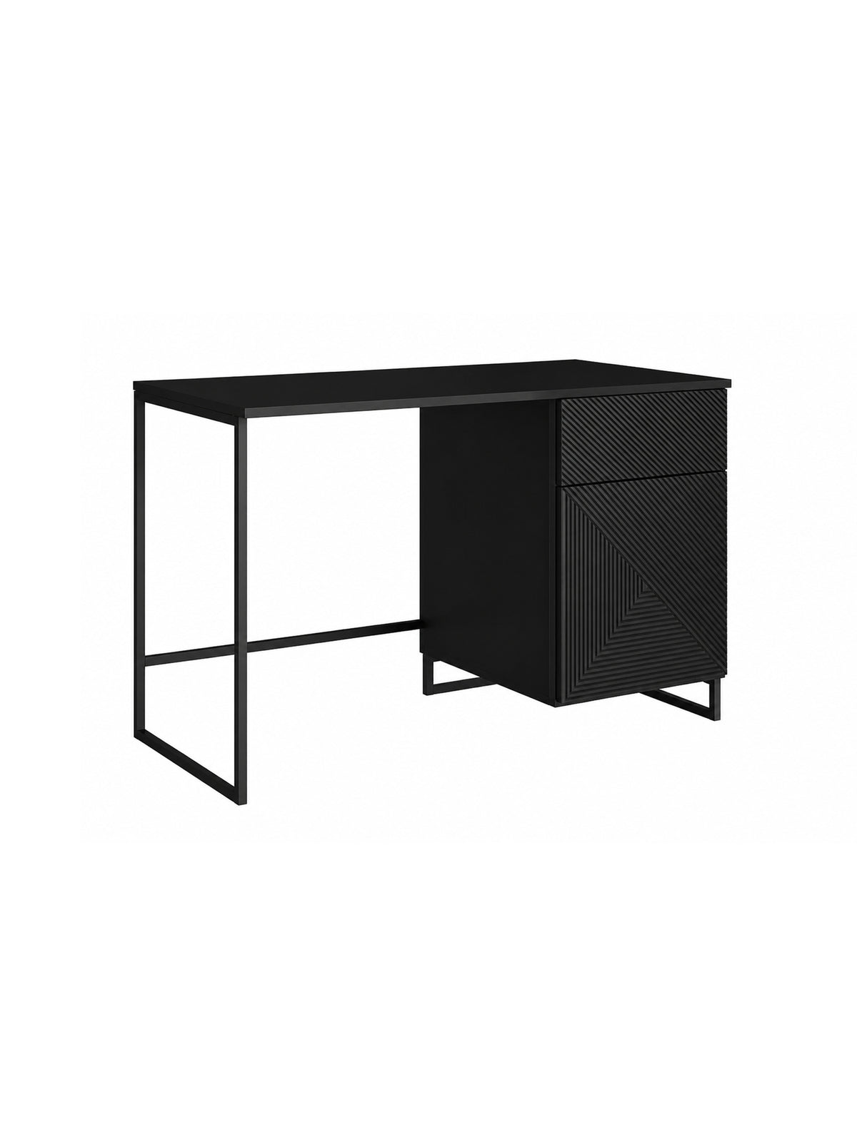 birou de scris Asha 120 cm z szuflada - negru mat / negru stelaz