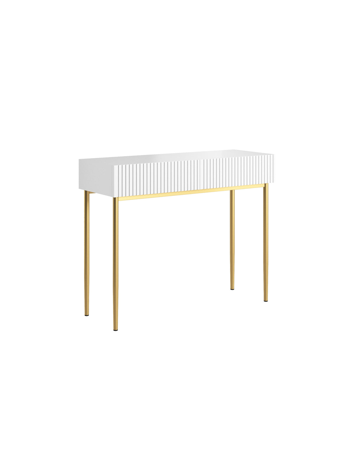 birou de scris Nicole 100 cm cu sertare - bialy mat / picioare aurii