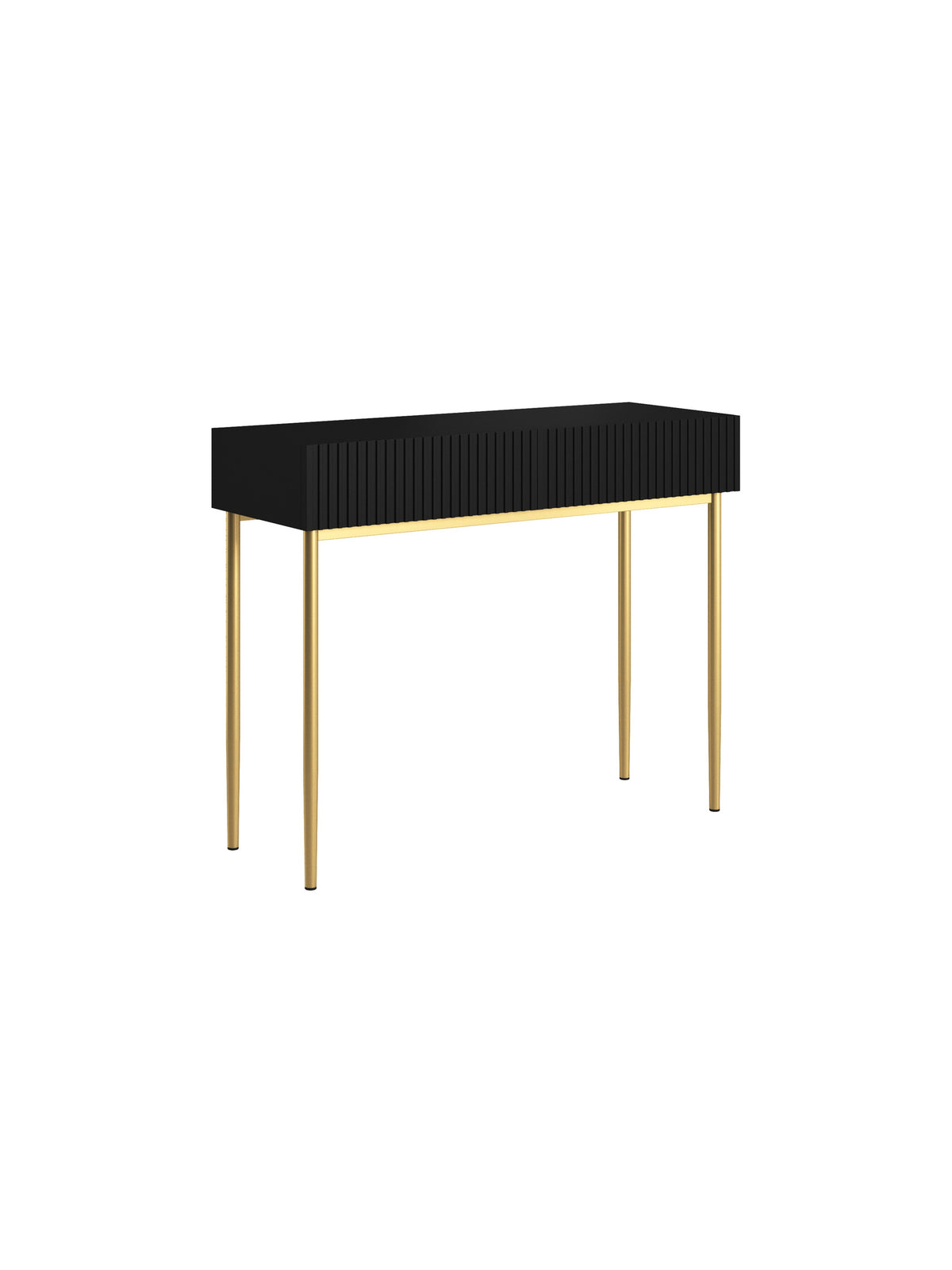birou de scris Nicole 100 cm cu sertare - negru mat / picioare aurii