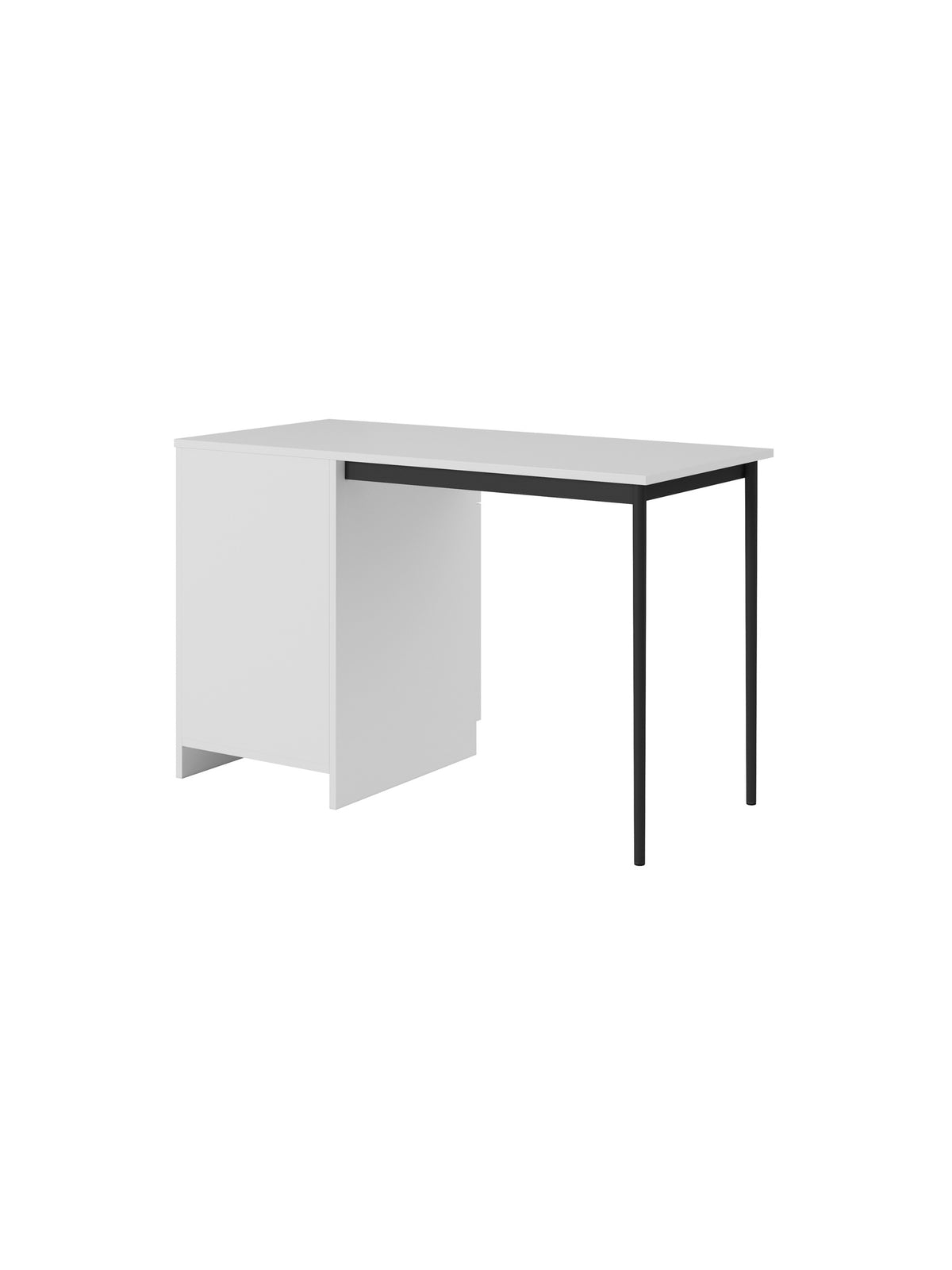 birou de scris Nicole 120 cm z szuflada - bialy mat / negru nozki