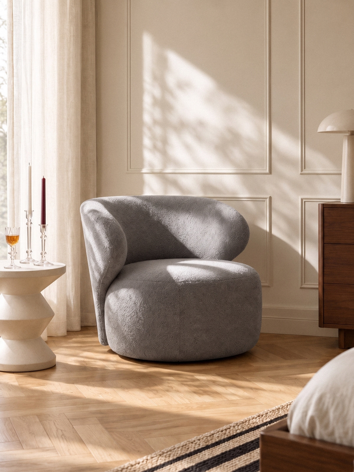 Fotoliu de relaxare Cocoon obrotowy - gri boucle Catch Me 24