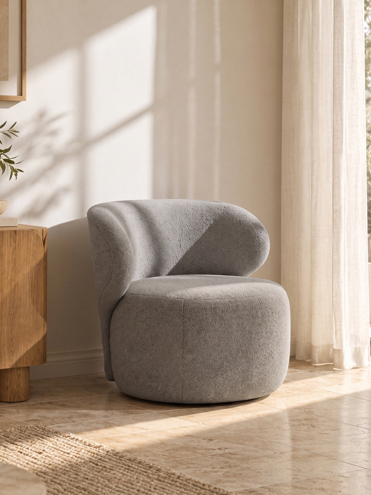 Fotoliu de relaxare Cocoon obrotowy - gri boucle Catch Me 24