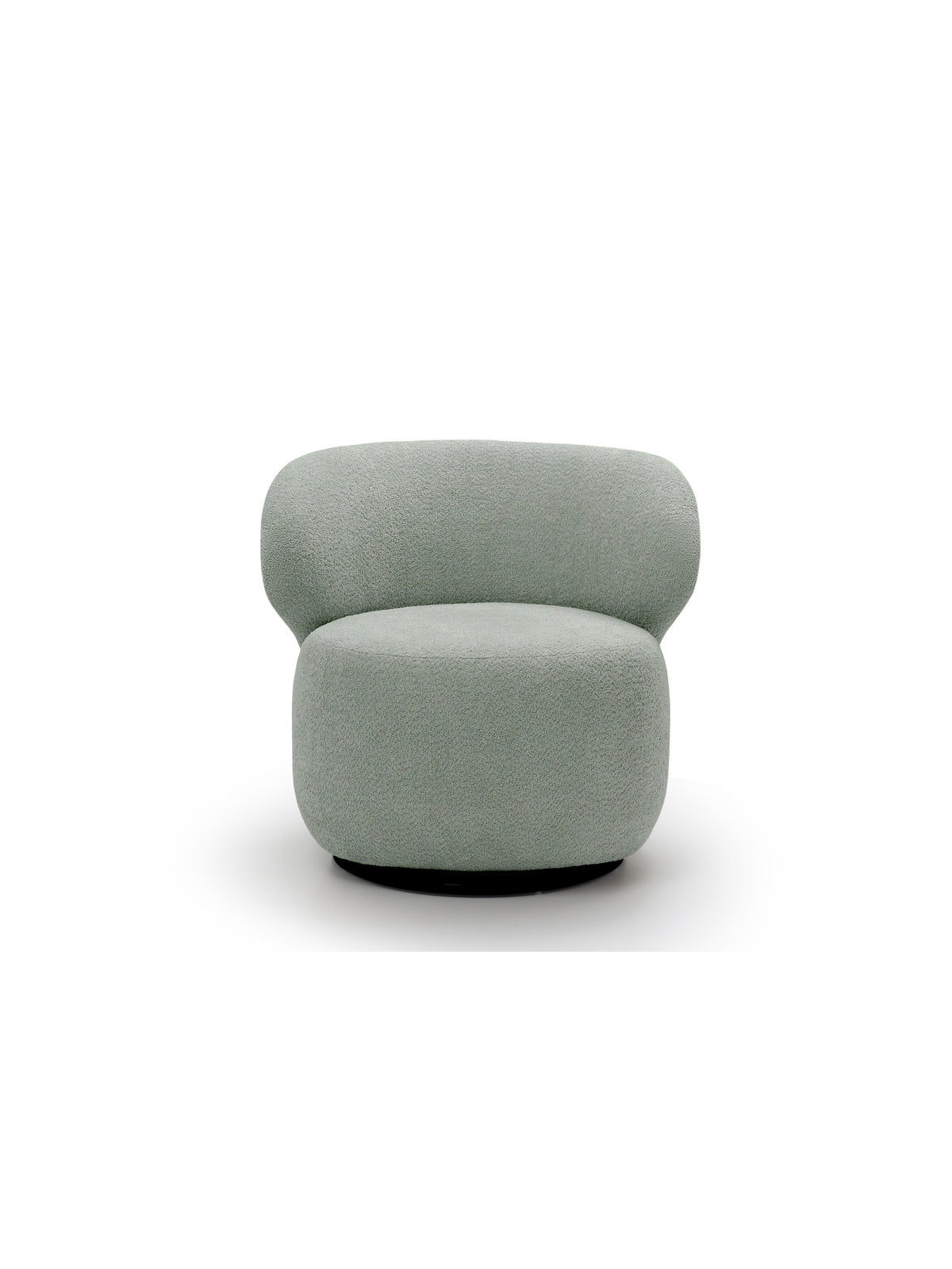Fotoliu rotativ de relaxare Cocoon verde în stil Modern Organic, vedere frontală