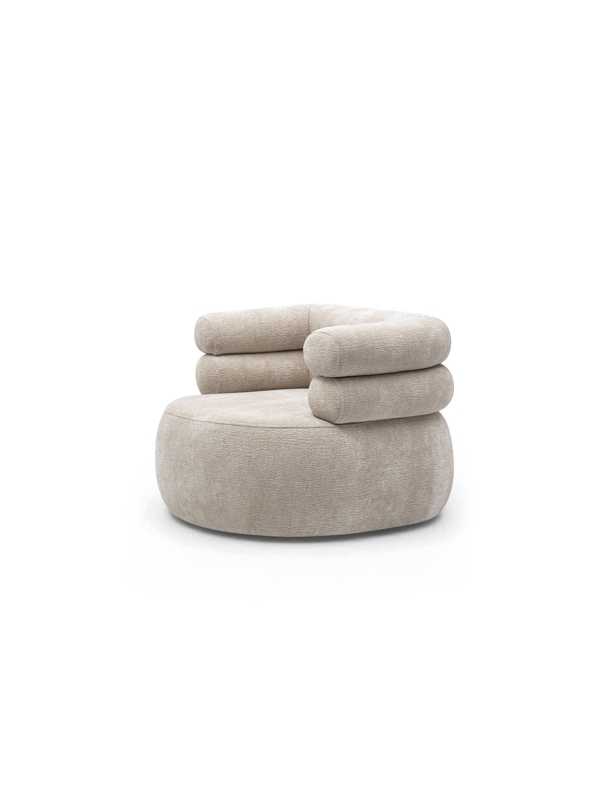 Fotoliu rotativ Melos pentru relaxare cu taburet, bej, stil modern organic