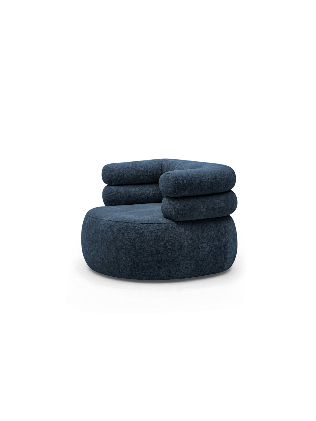Fotoliu relaxare Melos rotativ, material szenil albastru închis Dress Me 06, cu suport pentru picioare, vedere frontală
