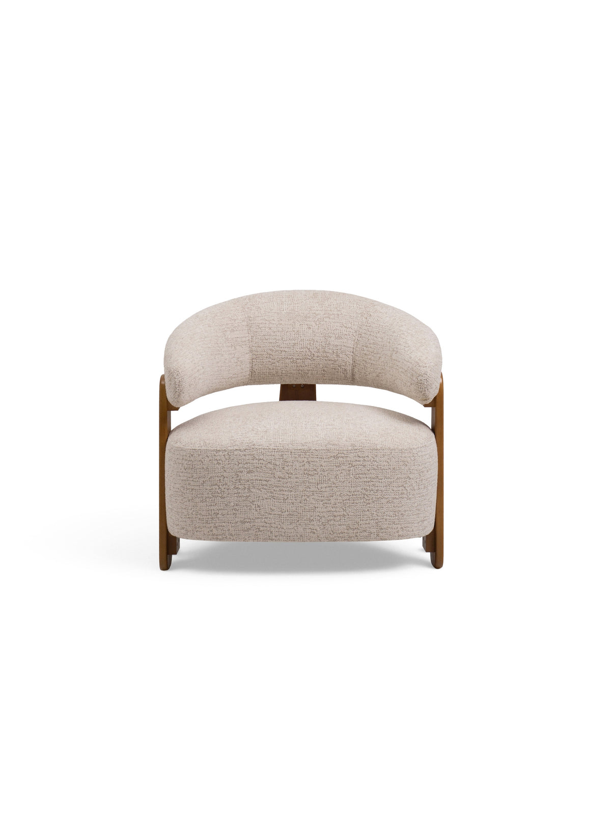 Fotoliu relaxant Olmo crem cu tapițerie Bella 05 și cadru din stejar deschis, vedere frontală