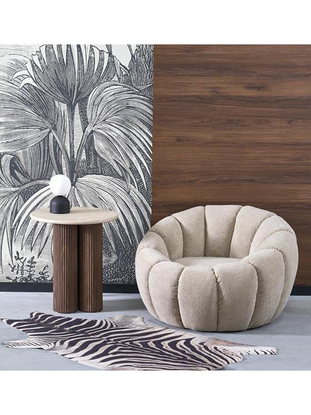 Fotoliu de relaxare Pares bej cu design modern, vedere frontală