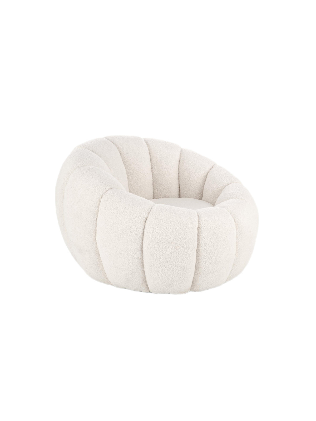 Fotoliu Pares crem bouclé Lambi 1, stil Modern Organic, vedere frontală