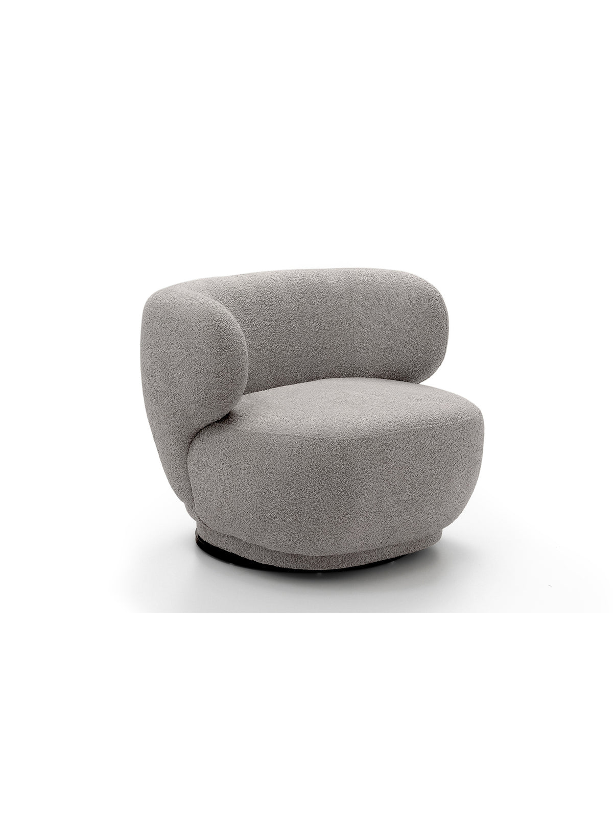 Fotoliu de relaxare Skindi rotativ gri boucle, stil modern, vedere din față
