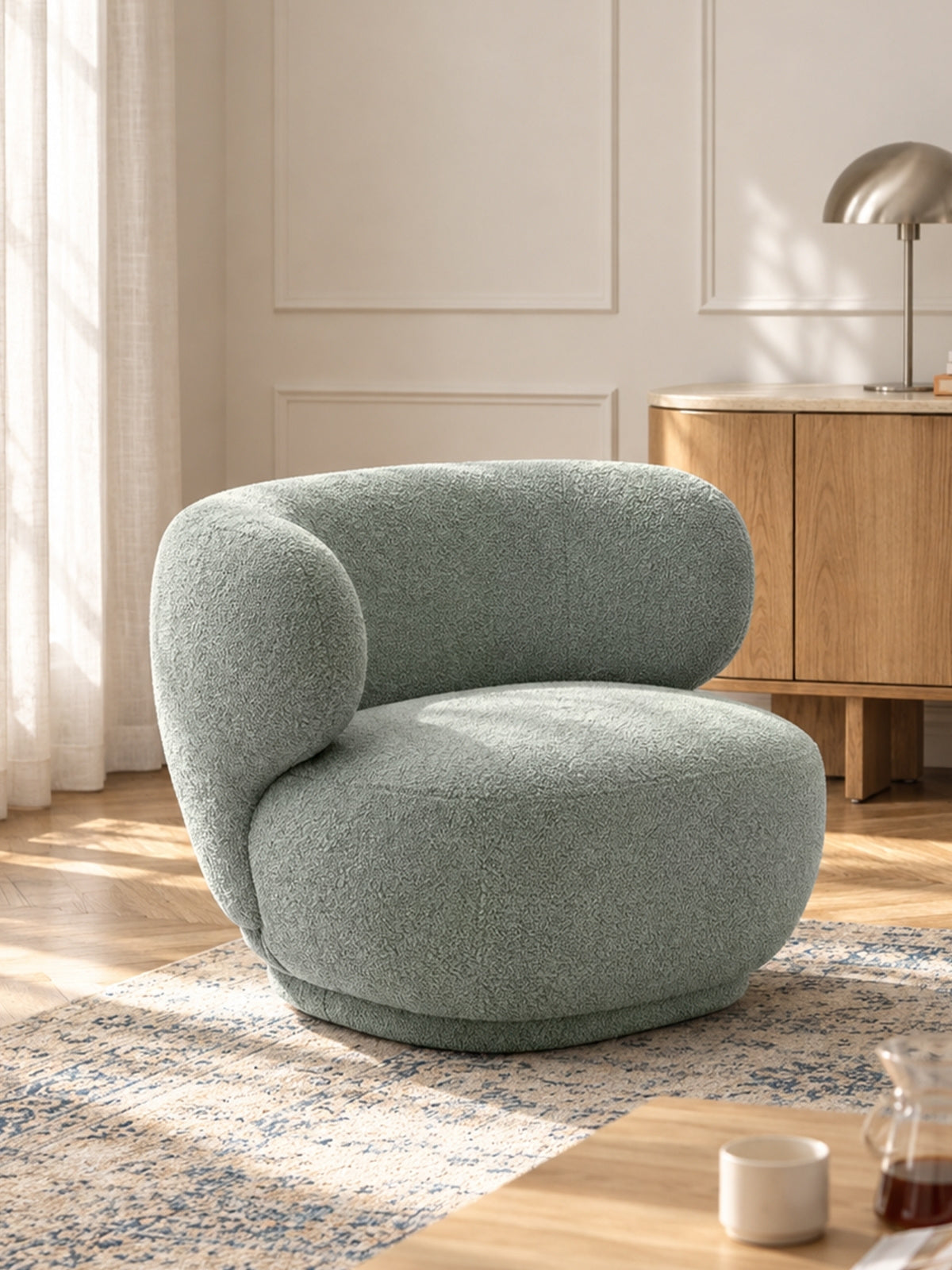 Fotoliu de relaxare Skindi obrotowy - zielona boucle Catch Me 13