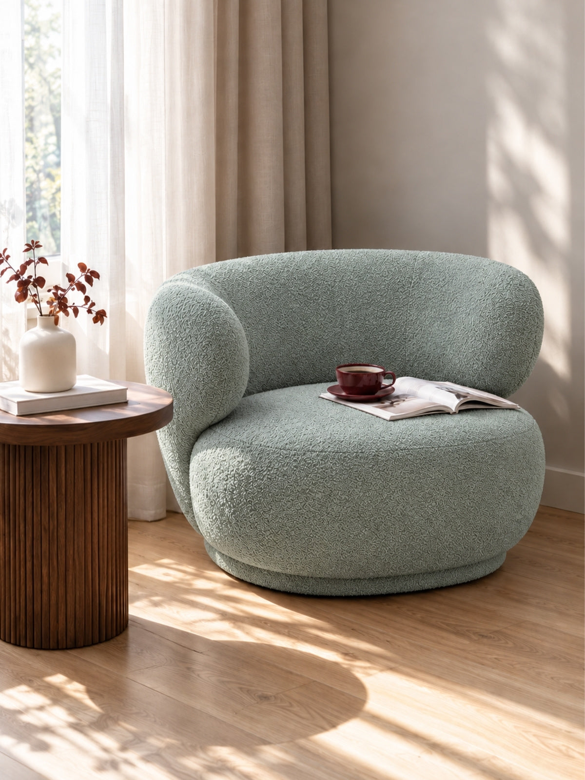 Fotoliu de relaxare Skindi - zielona boucle Catch Me 13