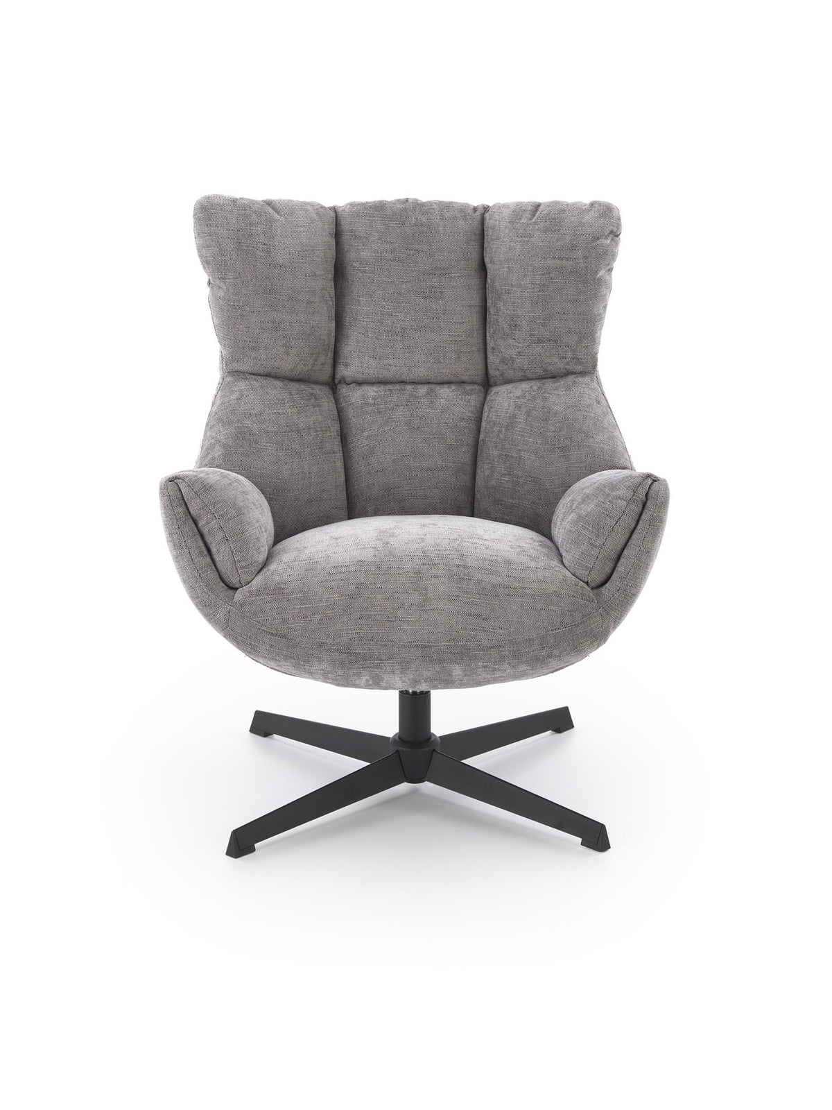Fotoliu relaxant Soremi rotativ, gri deschis, cu picioare metalice negre
