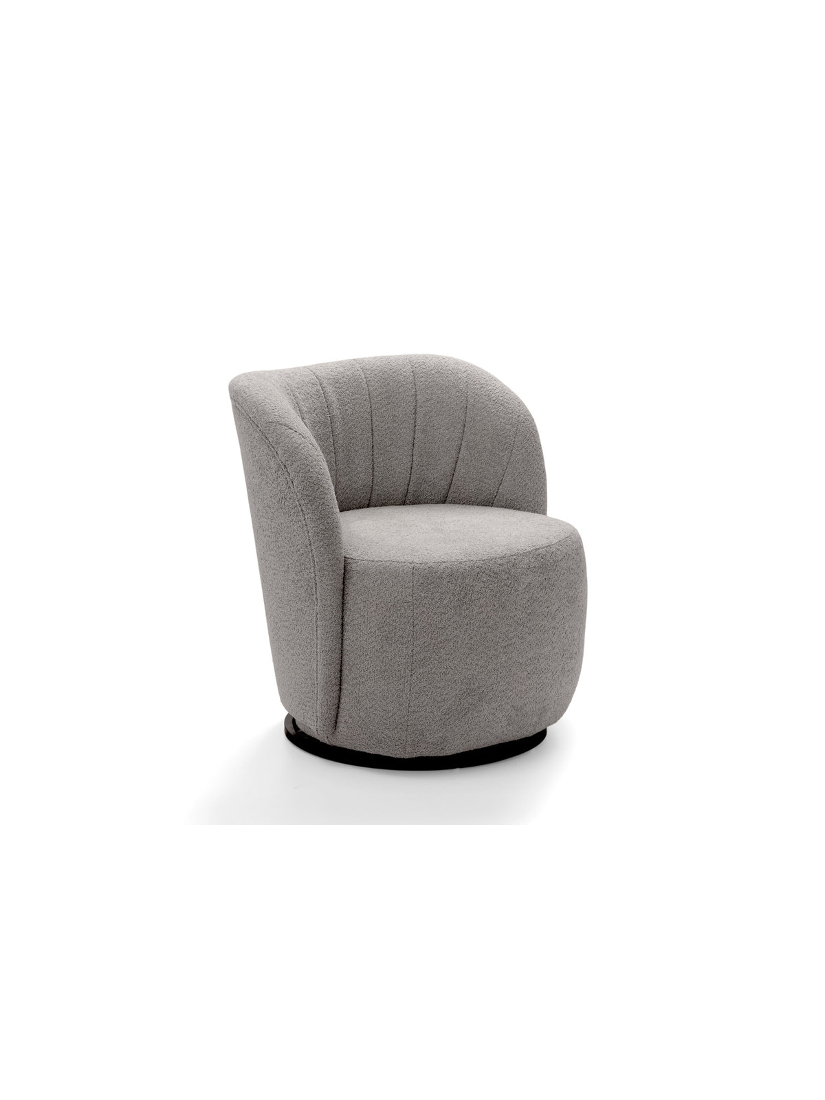 Fotoliu de relaxare Soya rotativ, material boucle gri, vedere frontală