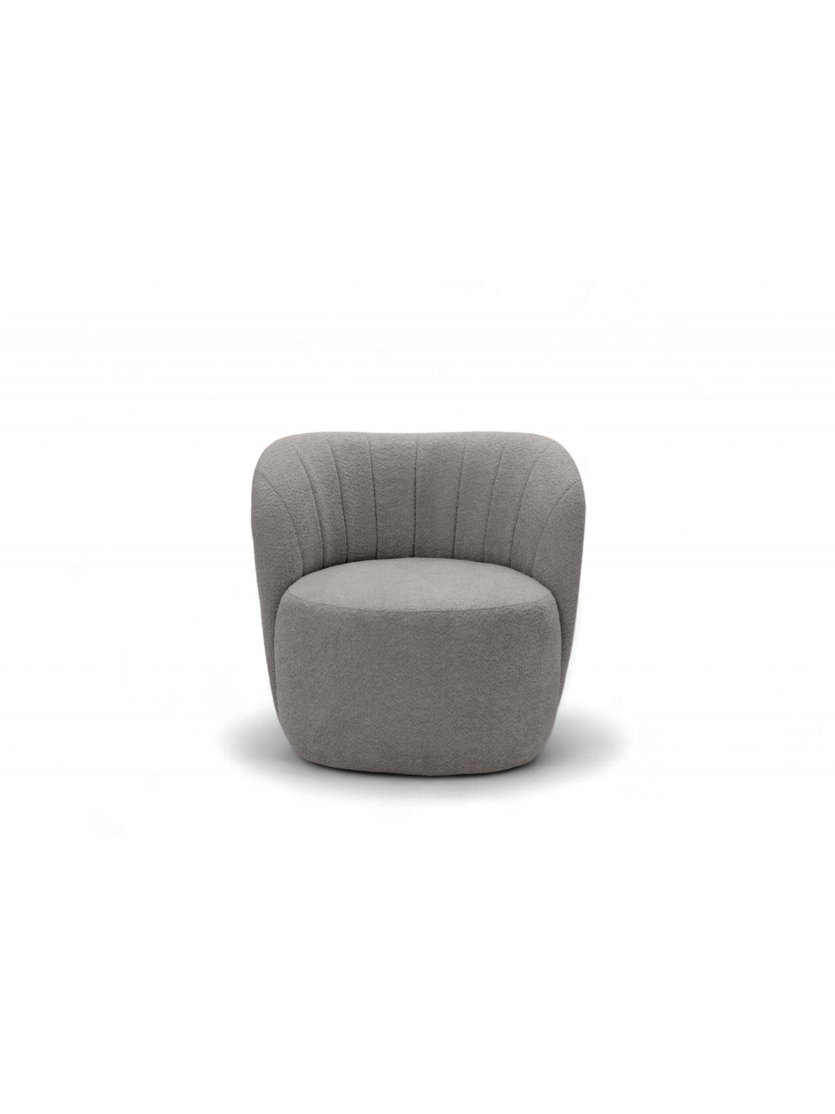 Fotoliu de relaxare Soya in material bouclé gri Catch Me 24, vedere frontală