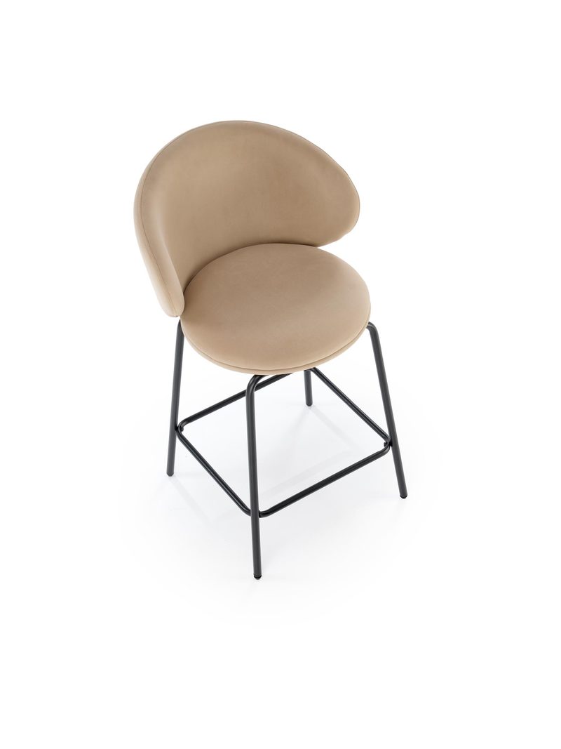 Scaun bar tapițat Moriva bej catifea Mavel 38 picioare metal negre
