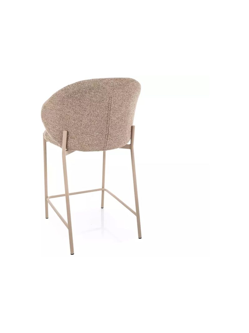 Scaun înalt tapițat Morivo bej cu picioare metalice casmir, vedere din spate