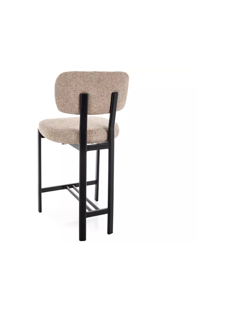 Scaun bar tapitat Seluvo bej cu picioare metalice negre vedere din spate