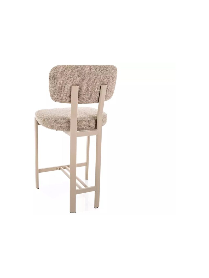 Scaun înalt tapițat Seluvo bej cu picioare metalice casmir și șezut textil