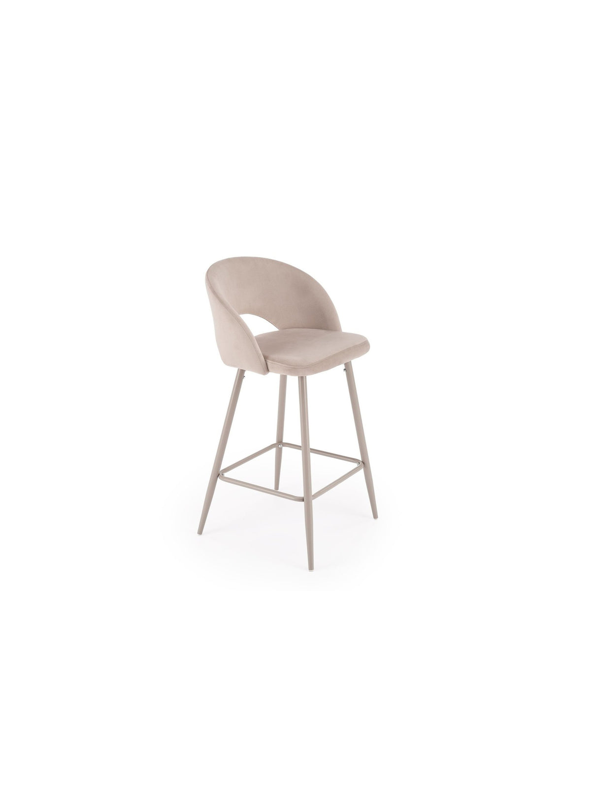 Scaun bar tapițat Zenvor bej, picioare stil casmir, material catifea