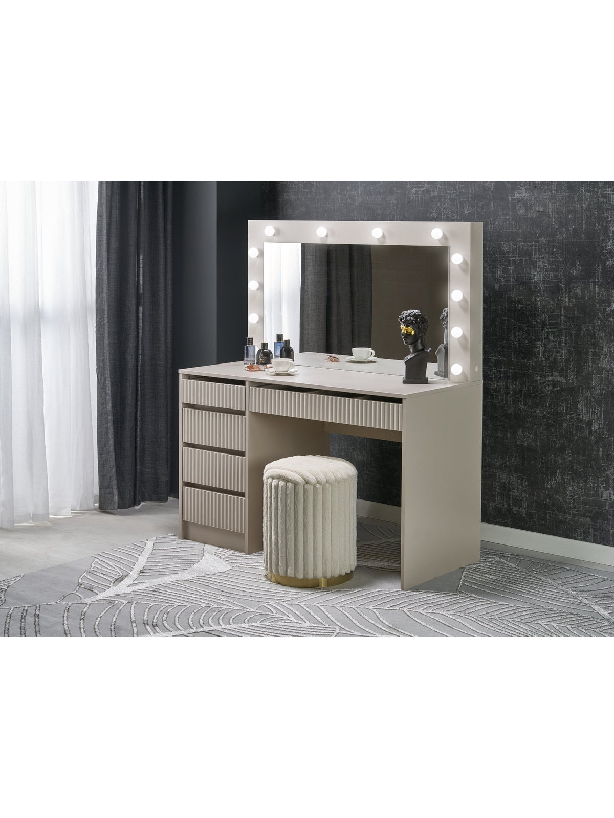 Toaletă Velinio casmir 120 cm cu oglindă LED și 5 sertare