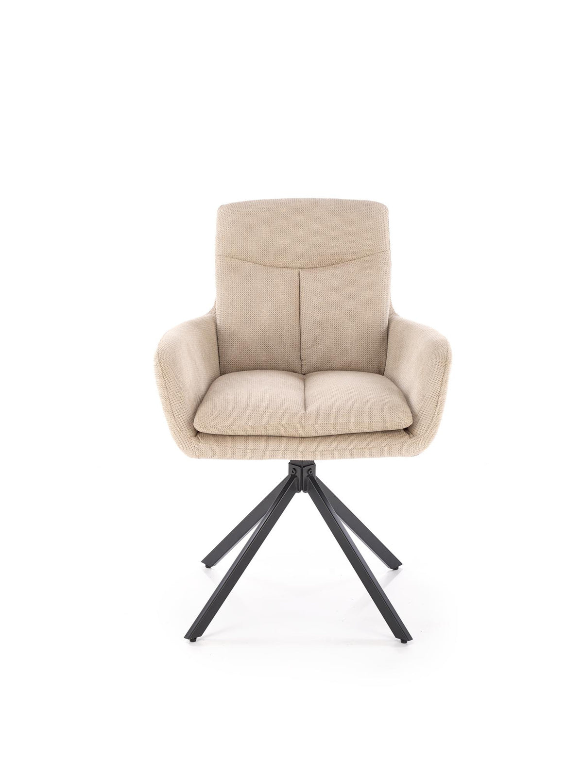 Scaun tapitat Cario rotativ cu material textil bej Vardo 28 și picioare negre metalice