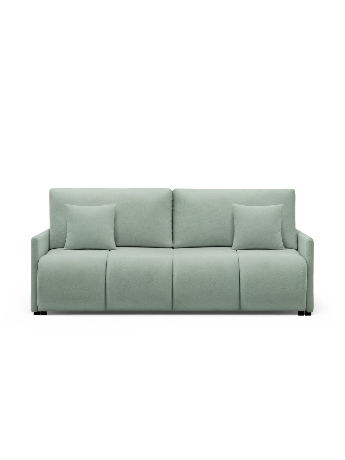 Canapea Capri extensibilă, verde, din țesătură Vela 34, cu 3 locuri și perne