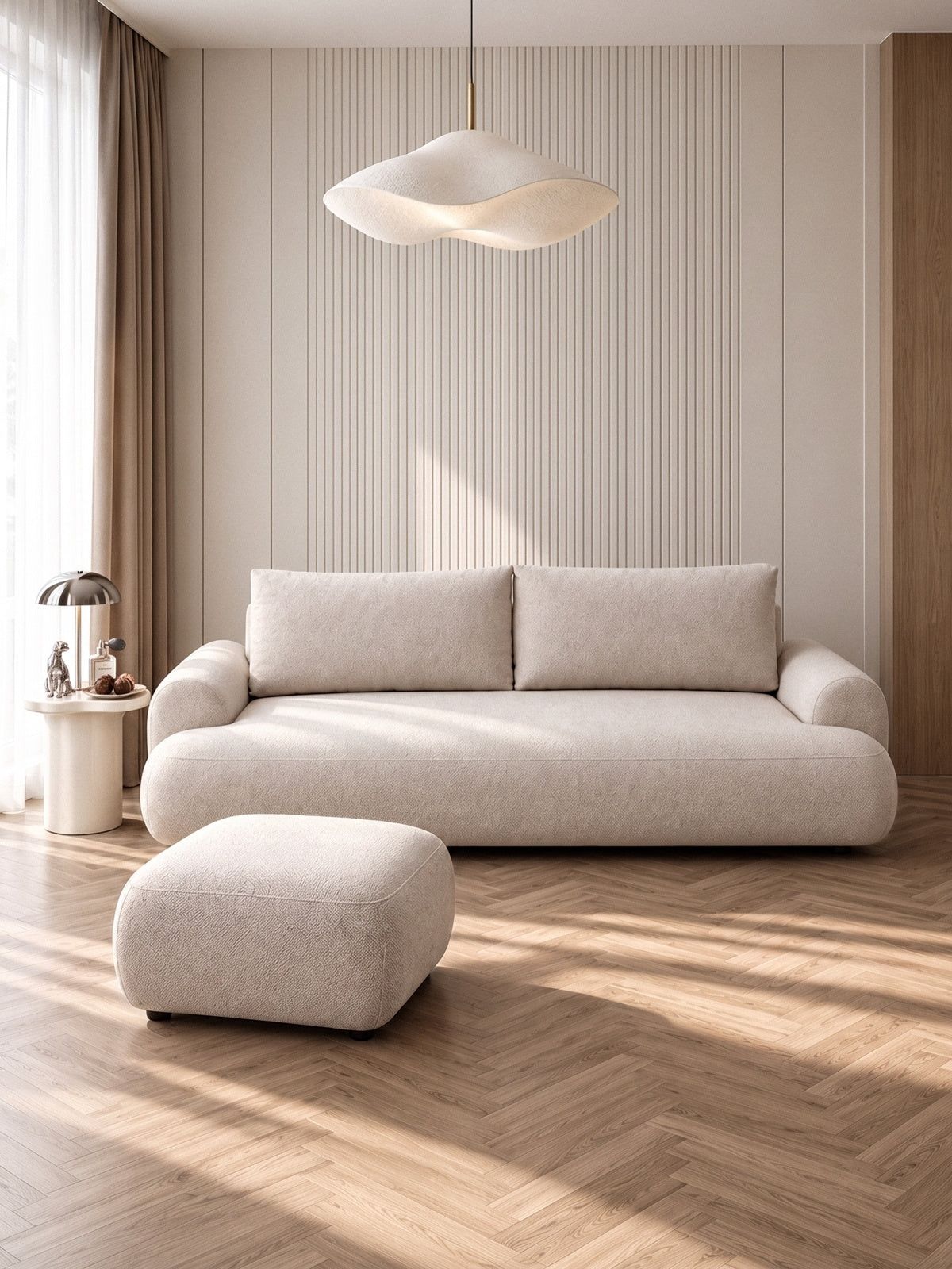 Canapea Lotulis z funkcja de dormit - kremowa Produse tricotate hydrofobowa Blur 01
