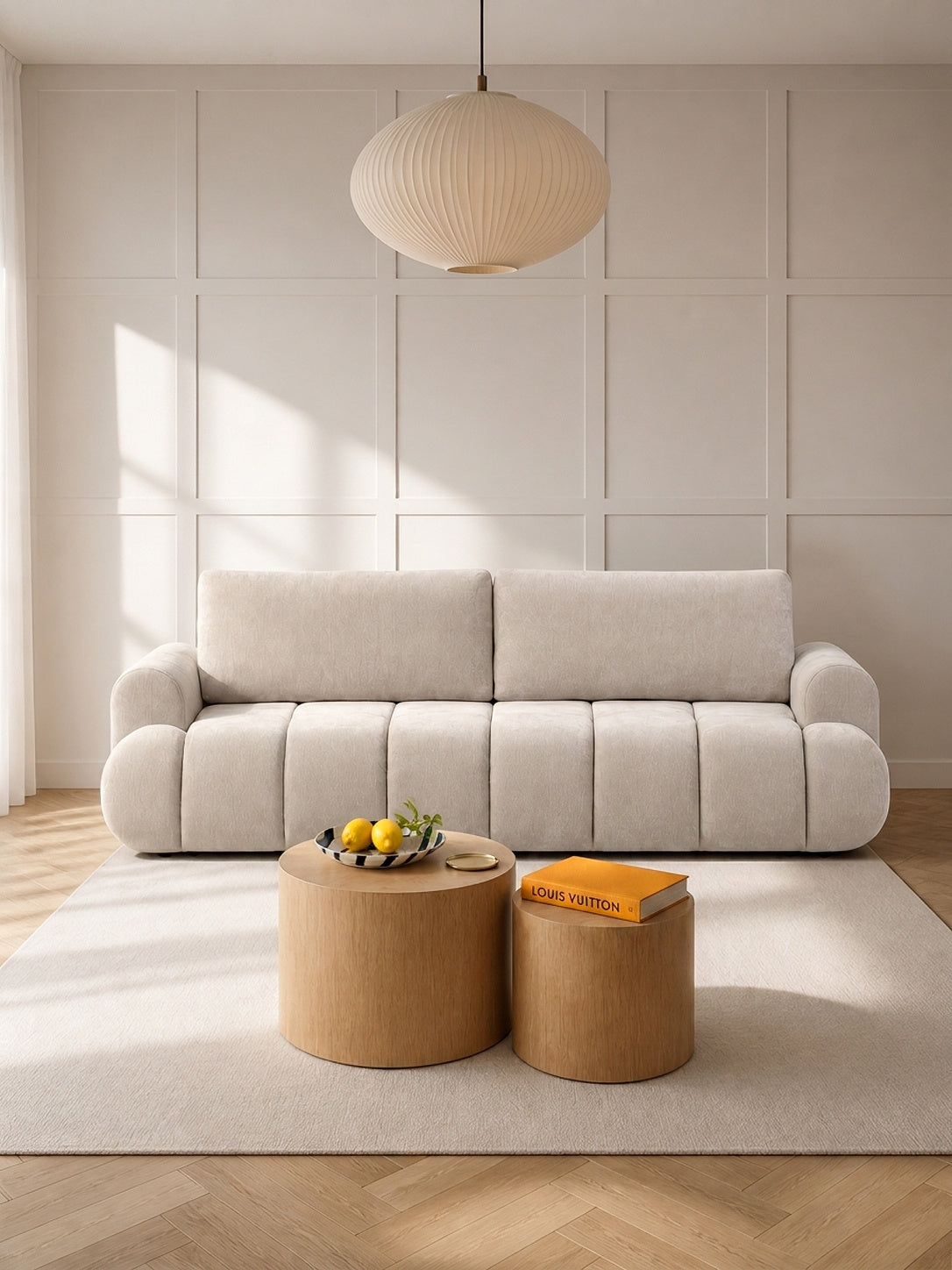 Canapea Lutario extensibilă cu tapițerie bej deschis Vibe 06 într-un interior modern