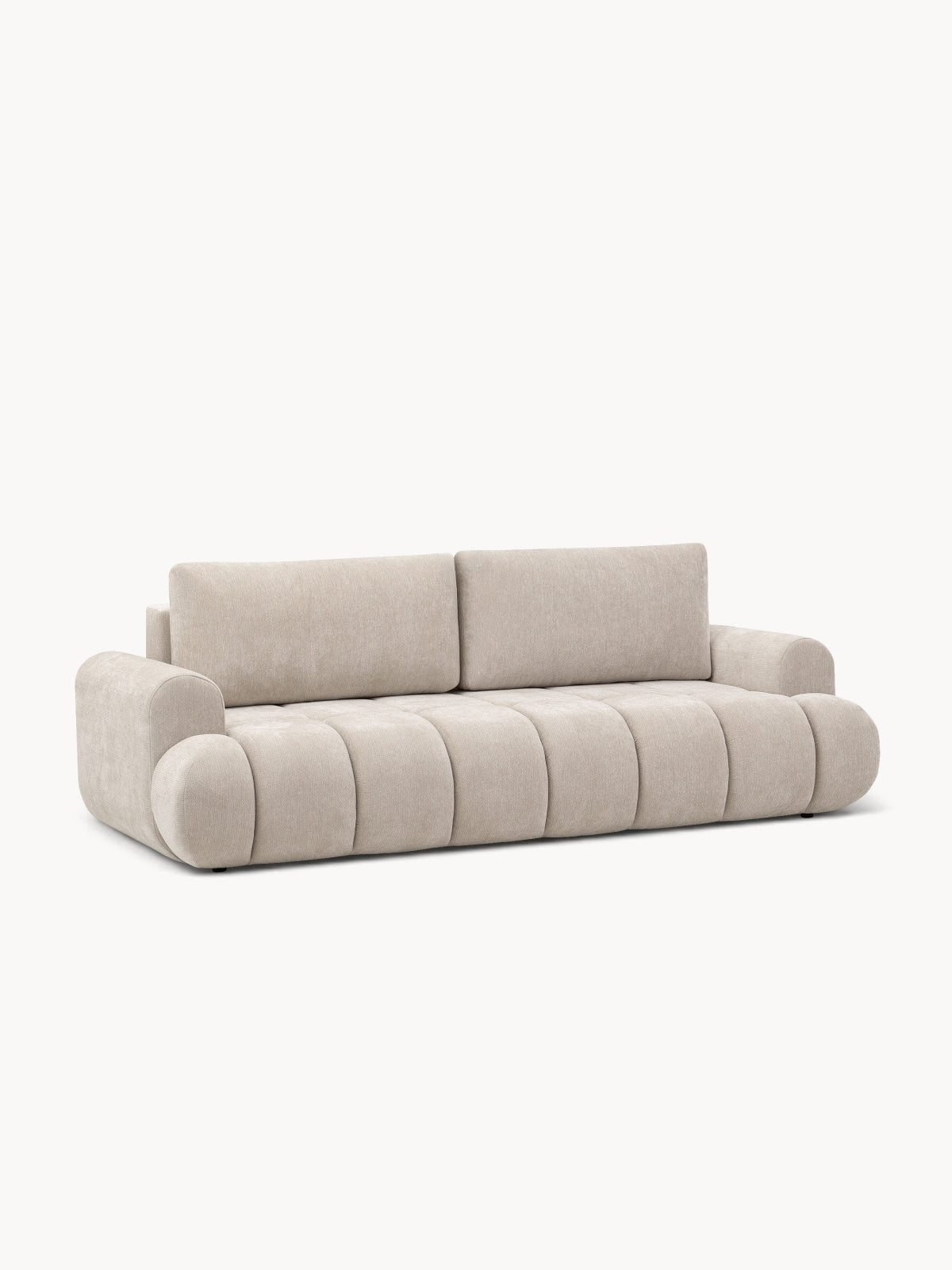 Canapea Lutario cu funcție de somn, material szenil bej deschis, design modern, vedere frontală
