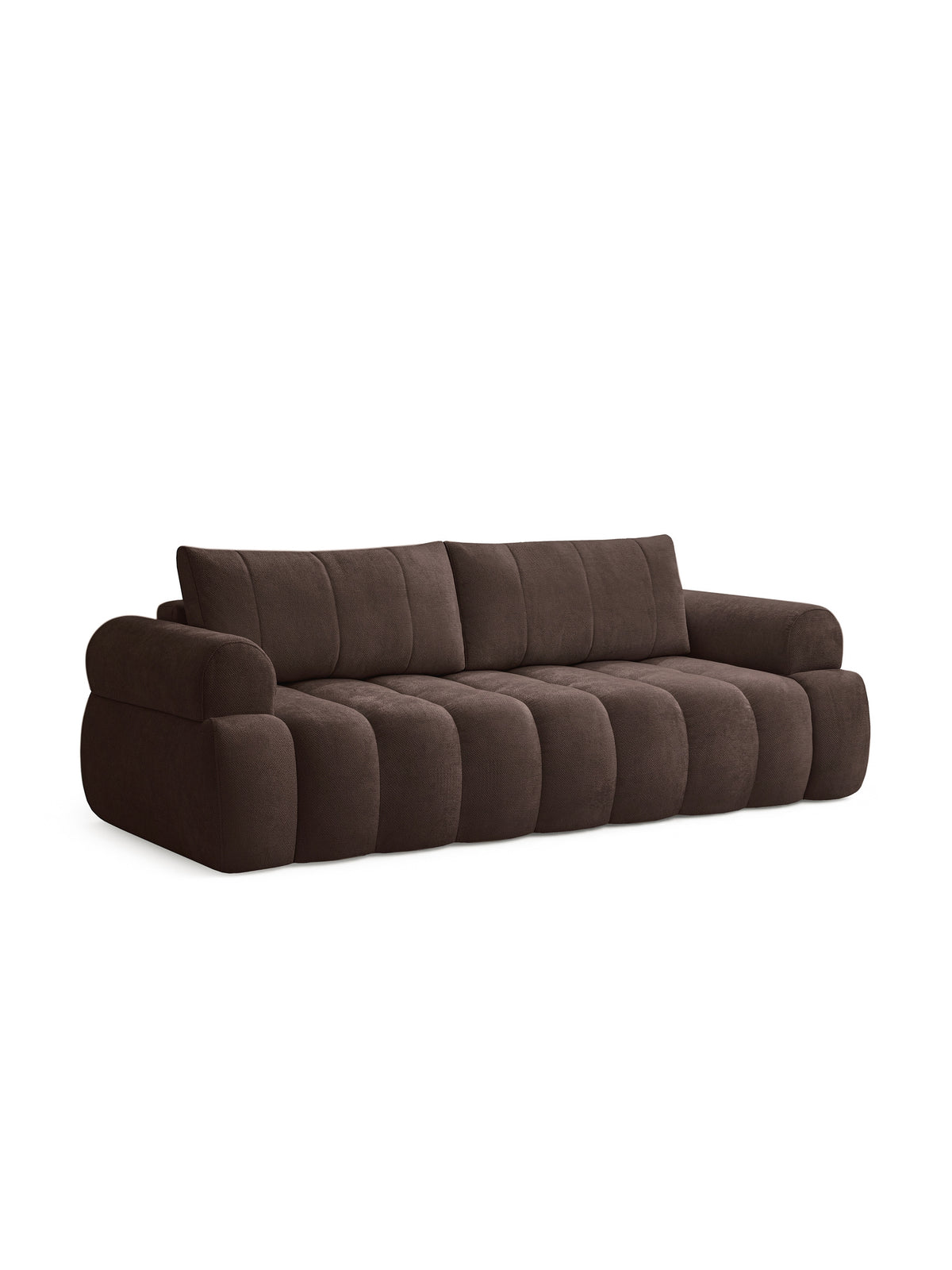 Canapea Mavelia pliabilă cu material textil maro Kiara 856 modernă trei locuri