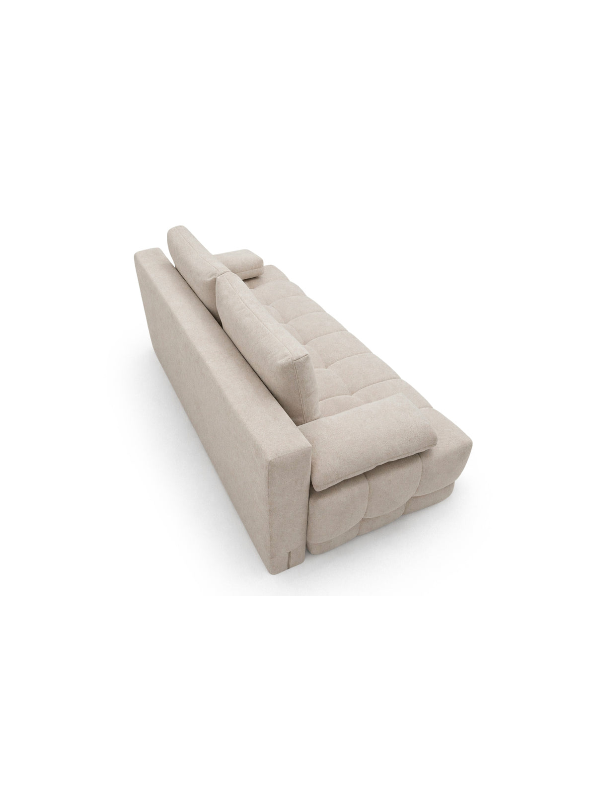 Canapea Tuko crem din material hidrofob Murano 833, extensibilă cu spațiu depozitare, vedere din spate