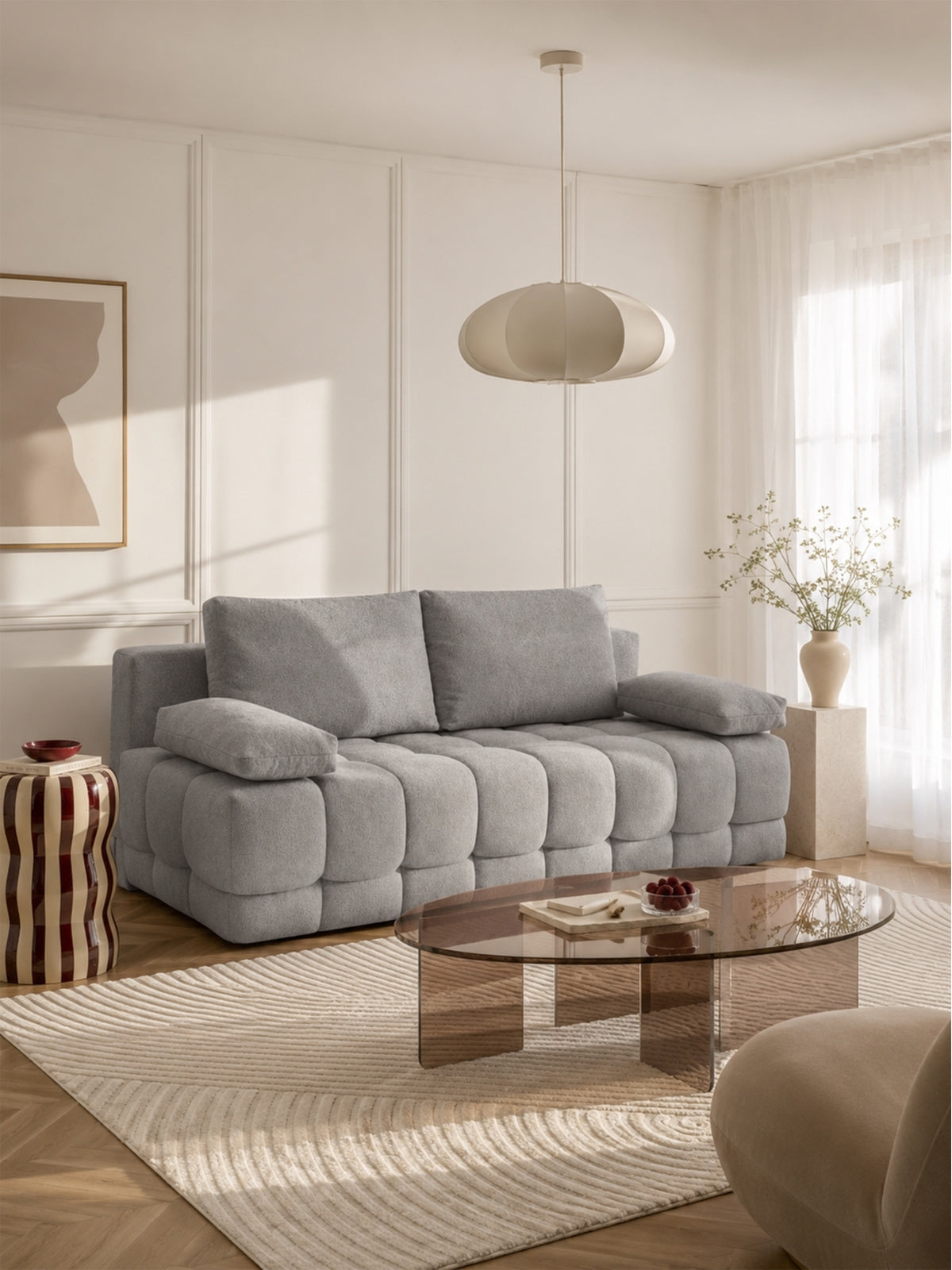 Canapea Tuko extensibilă material hidrofob gri Murano 847 vedere frontală
