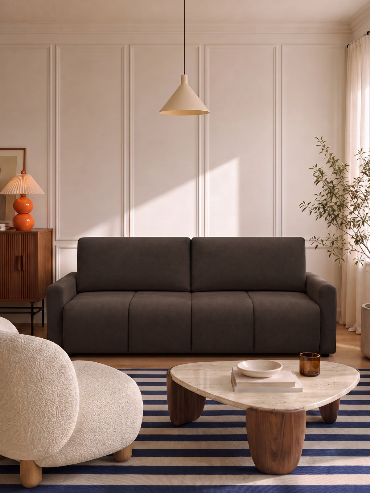 Canapea extensibilă Velaro cu țesătură maro Vela 28, design modern